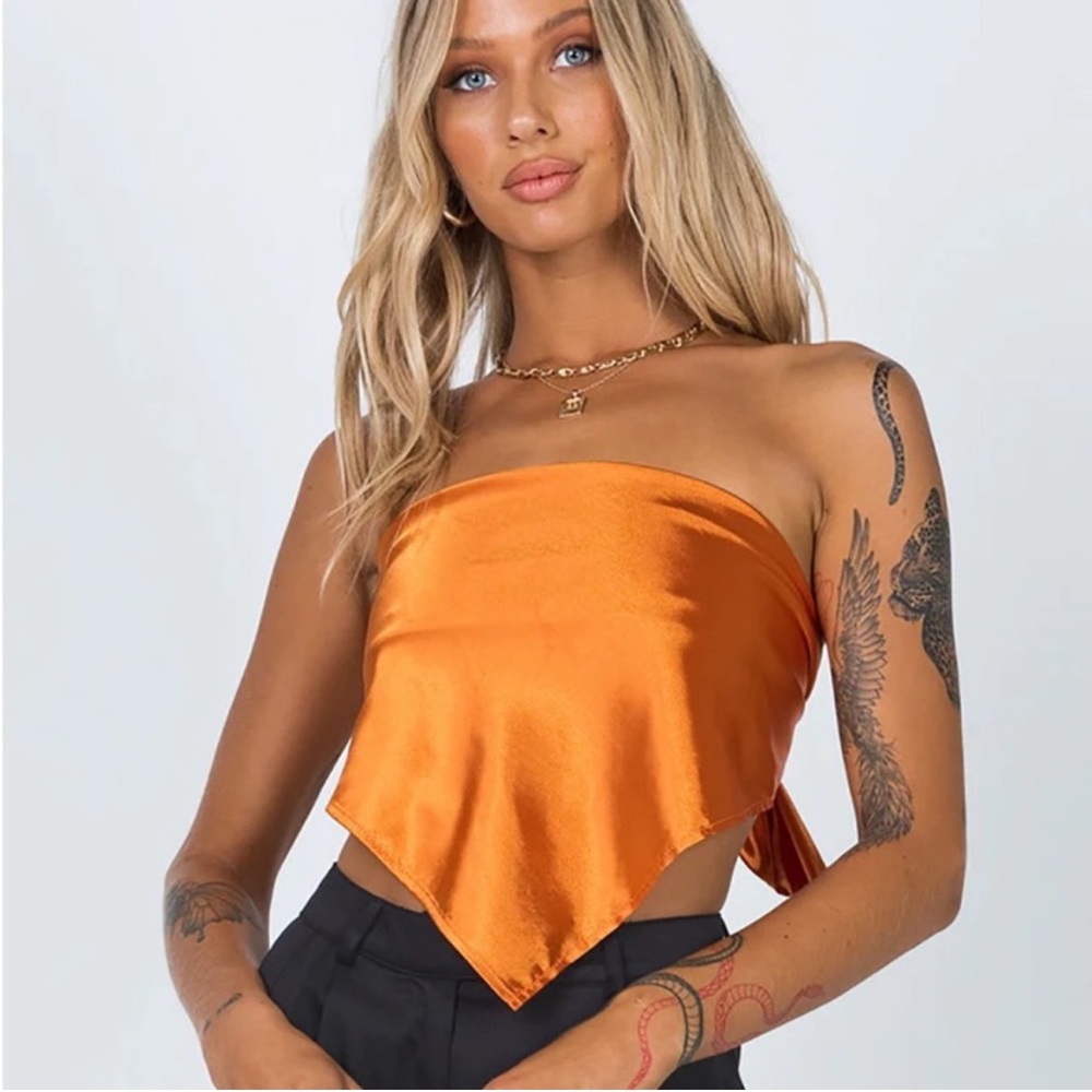 Princess Polly Venetian Silky Scarf Tangerine Top